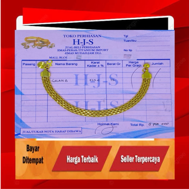 Terlaris...perhiasan gelang terbaru motif emasT4 ada nota sesuai gambar