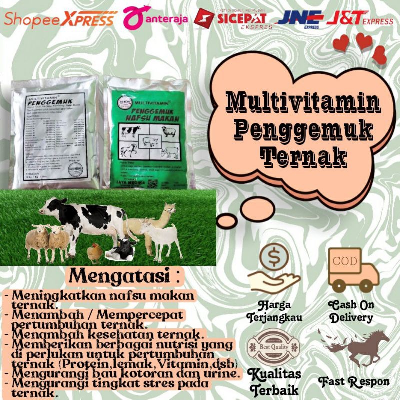 Multivitamin Penggemuk Sapi, Kambing, Domba, Pedet, Kerbau, & Hewan Ternak Lainnya