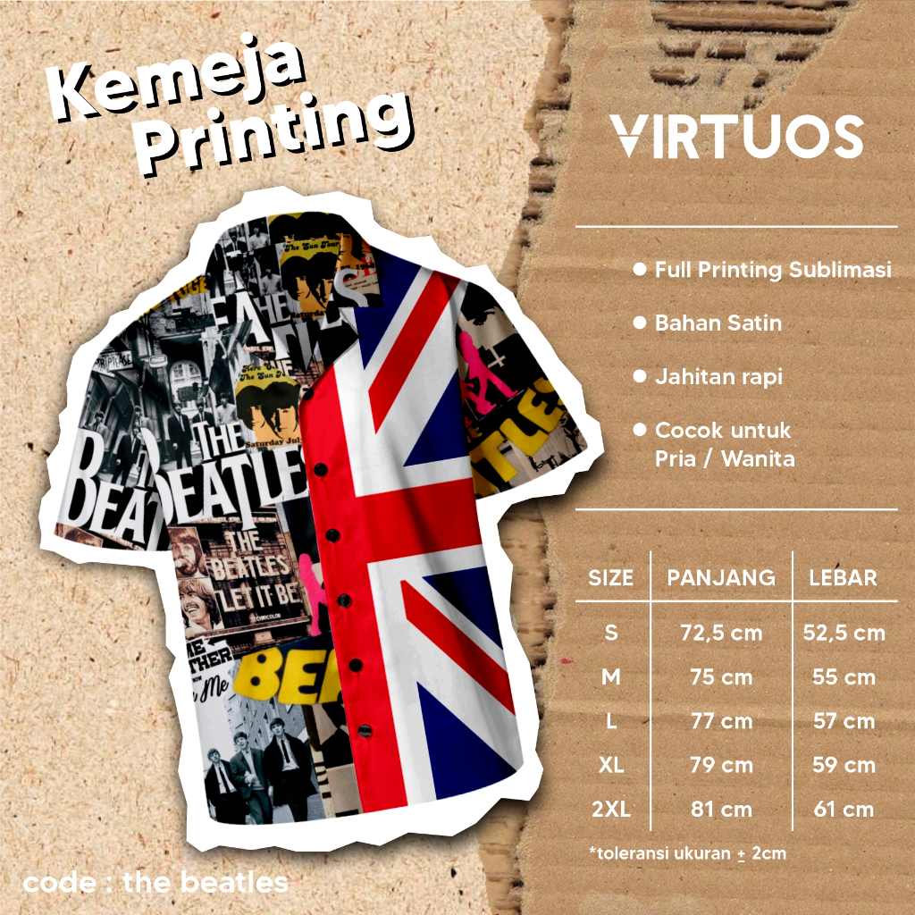 KEMEJA PRINTING  THE BEATLES PRIA WANITA (PRE-ORDER)