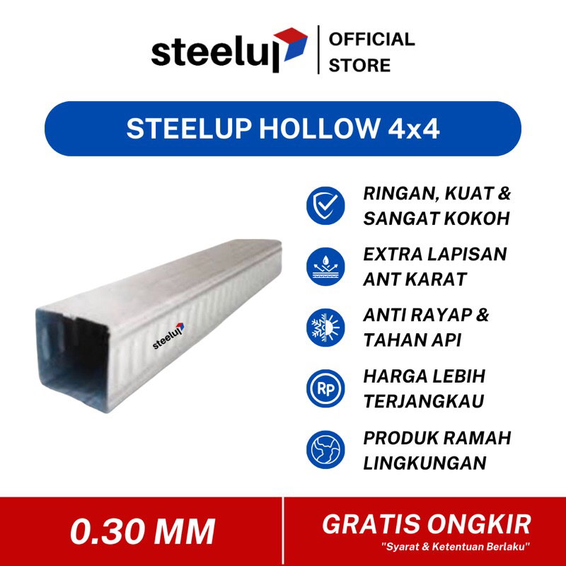 Steelup Hollow 4x4 0.30 MM Rangka Plafon Baja Ringan Galvalum