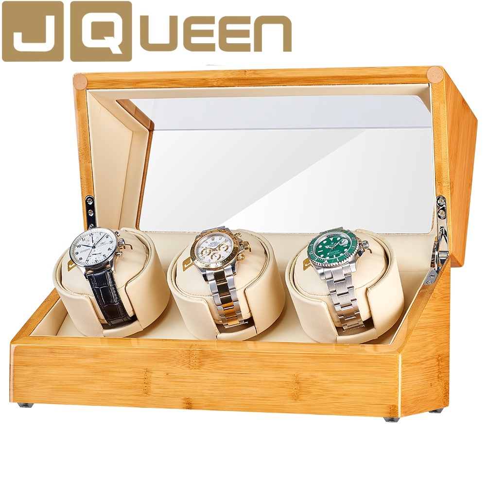 Bamboo Wood Automatic Watch Winder 3+0 Wood Storage Display Case Box for Mechanical Watch