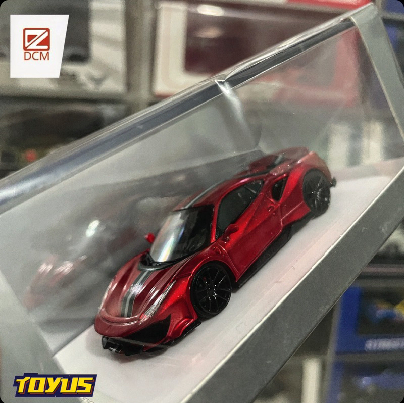 DCM - Ferrari 488 Pista Metallic Red with Black White Stripes