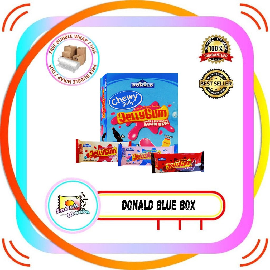 

Donald Chewy Jelly Gum Cola Bubble Gum Yogurt BOX Biru 24 pcs x 23 gr