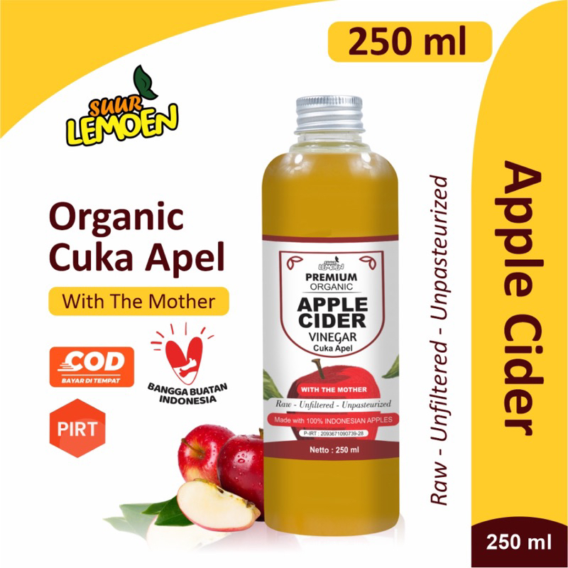 

CUKA APEL Apple Cider Vinegar suur lemoen| - 250 ml Premium CUKA APEL Organik With The Mother Untuk Diet Alami by Suur Lemoen