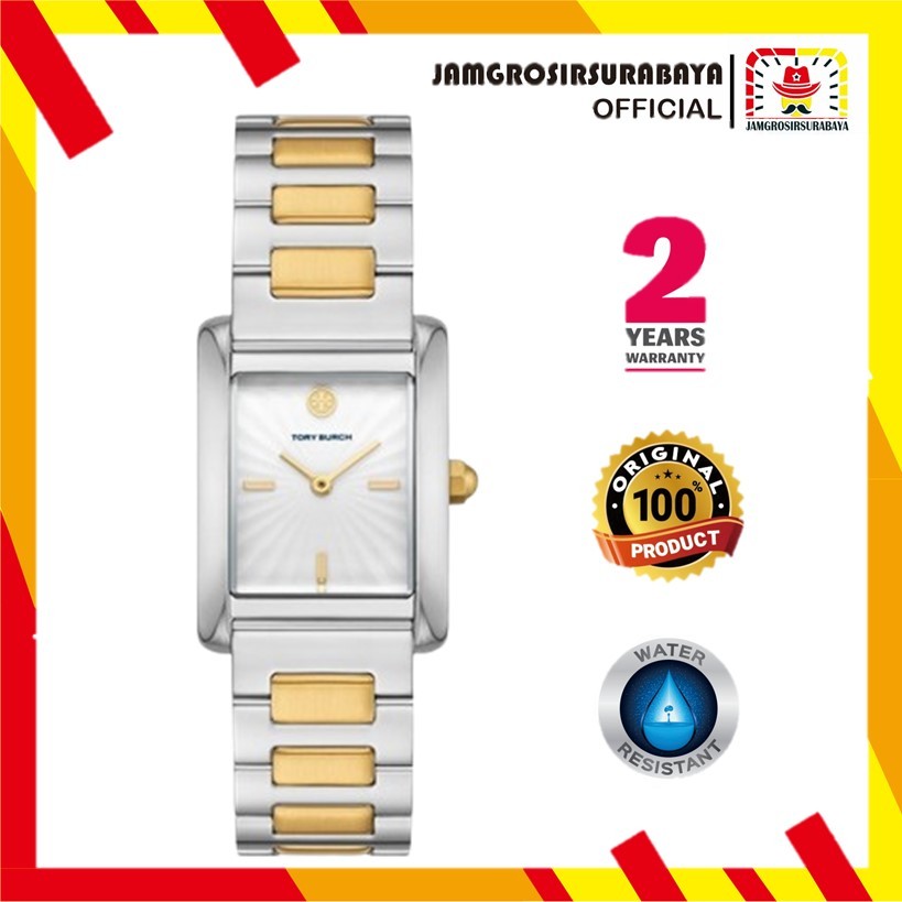 PROMO Jam Tangan Wanita Tory Burch TBW1024 / TBW-1024 The Eleanor Two-Tone Gold Stainless Steel Brac