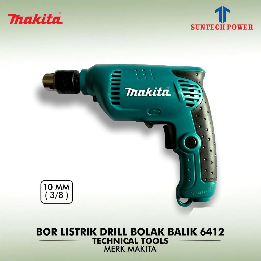 Mesin Bor Listrik Merk Makita Bolak Balik 6412 10mm Bor Tangan 3/8Inch