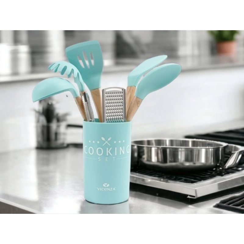 Set Perangkat alat masak VICENZA V80K tahan panas set Spatula Sendok Sup Sendok Pasta pengupas parut