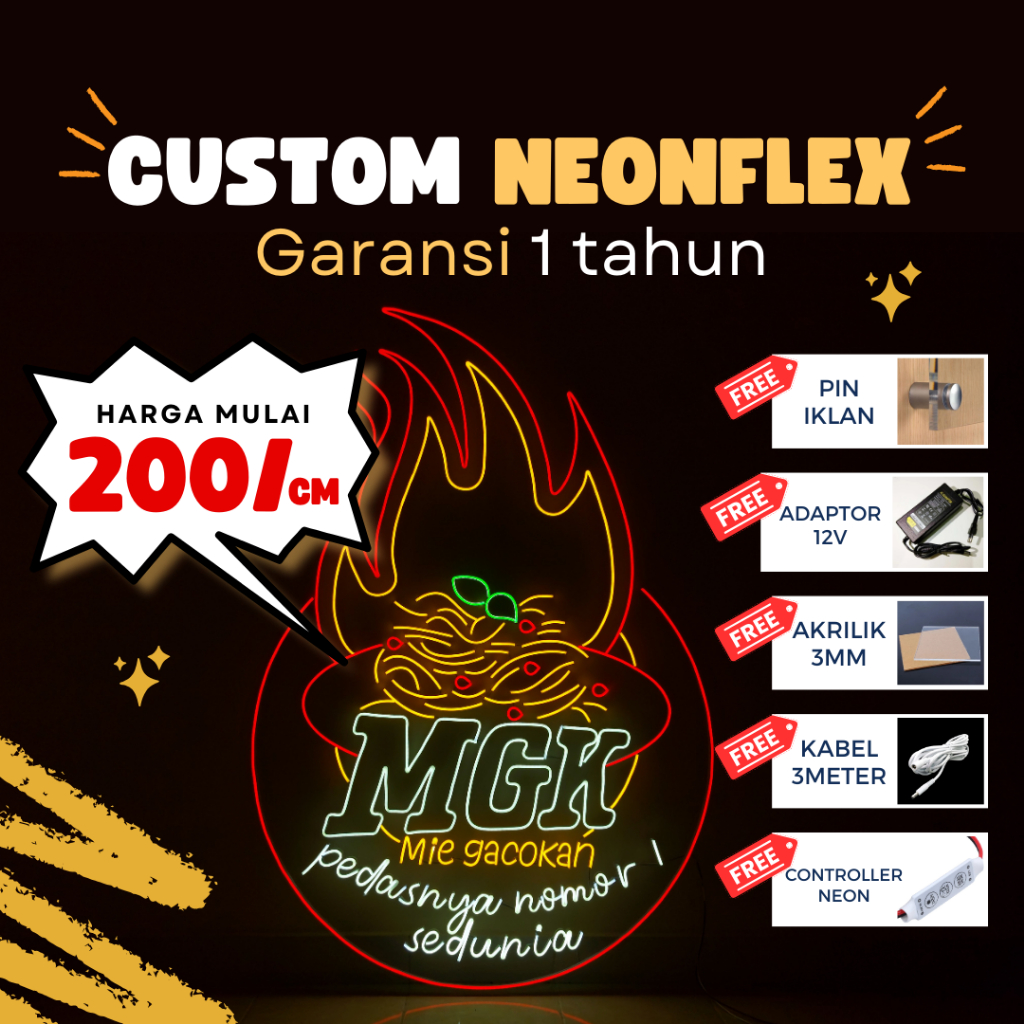 Custom LED Neon Flex / Custom Neon Sign | Lampu Custom Neon Nama/Logo/Tulisan/Hiasan Kamar/Cafe