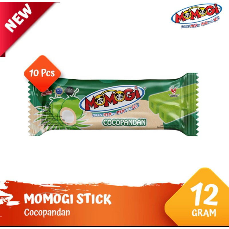 

Momogi snack stick rasa cocopandan 12g isi 10 pcs per dus