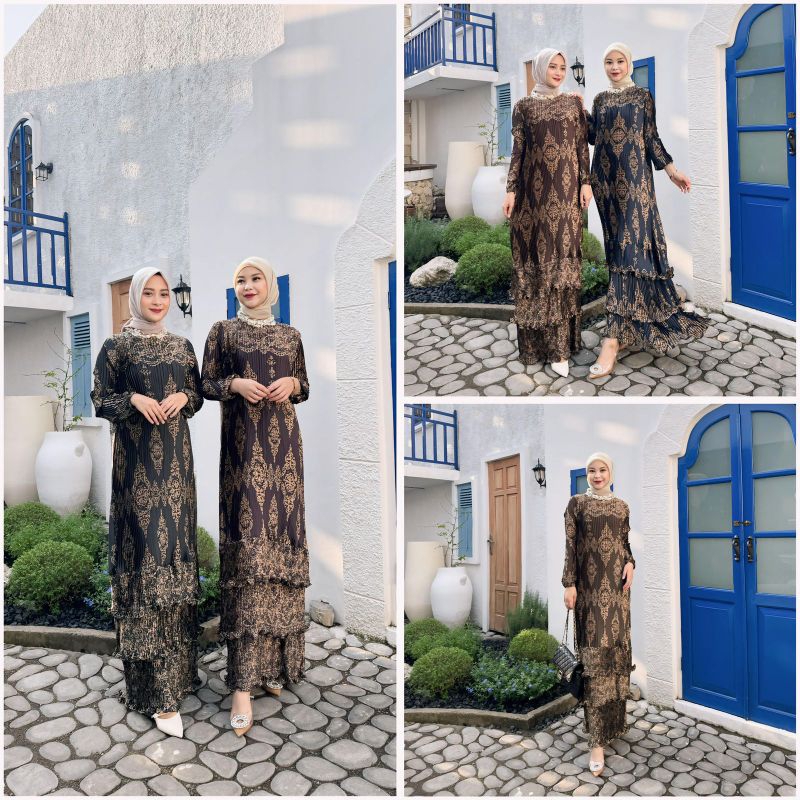 Gamis prisket Silk Premium 3 susun | Dress Maxxi BKK Bangkok | Gamis Prisket Sultan |Baju muslim pri