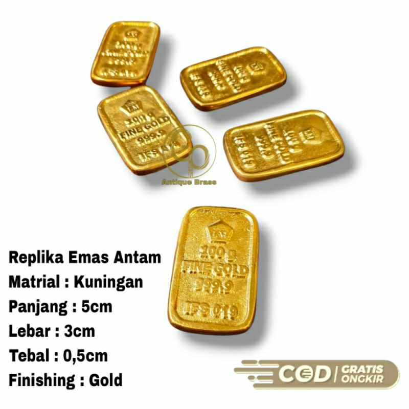 Miniatur Emas Batangan 100Gram Bahan Kuningan Diecast Fine Gold 999.9