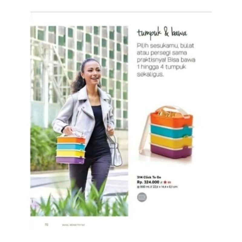 PROMO Tupperware Click To Go Rantang 4 Susun Warna-warni