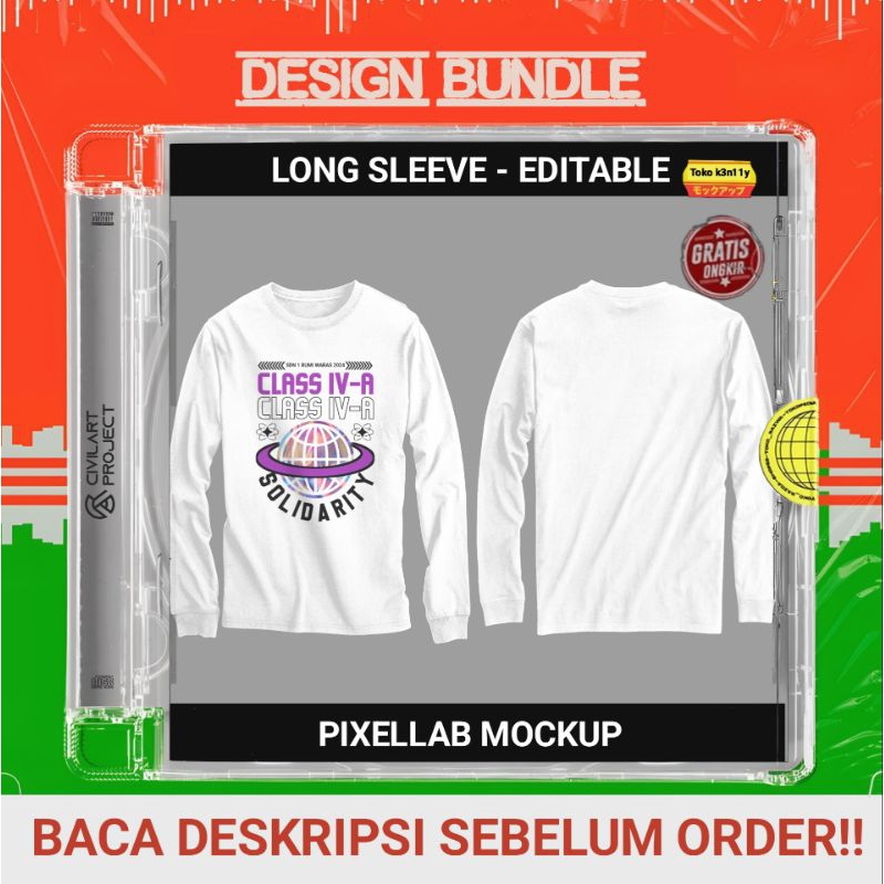 Template Mockup Long Sleeve Pixellab Editable