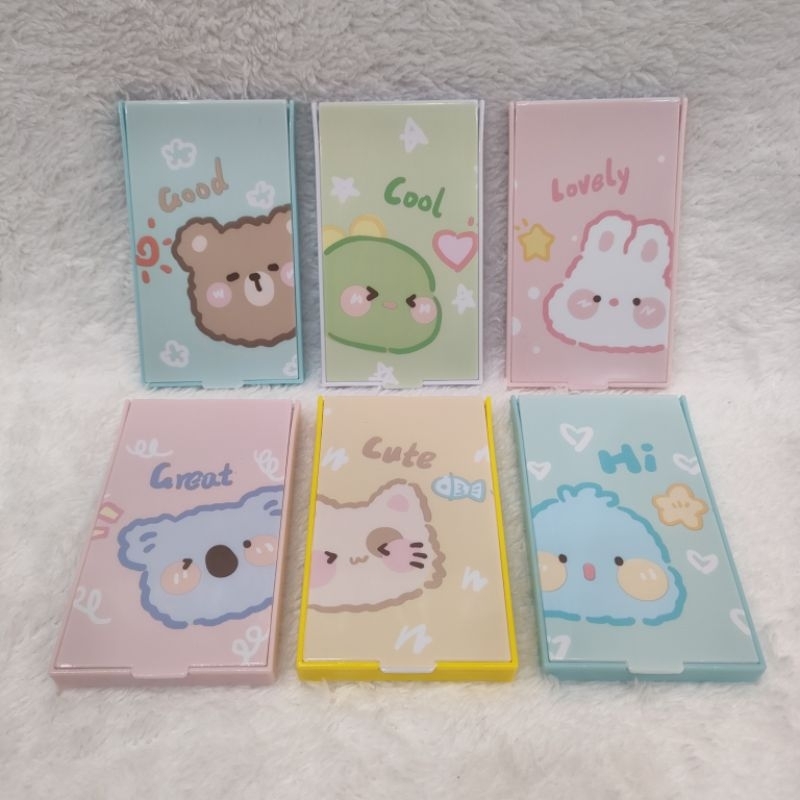 COD BALI Cermin Kaca Set Sisir Lucu Cermin Lipat Dengan Sisir Cermin Mini Portable Cermin Anak Lucu