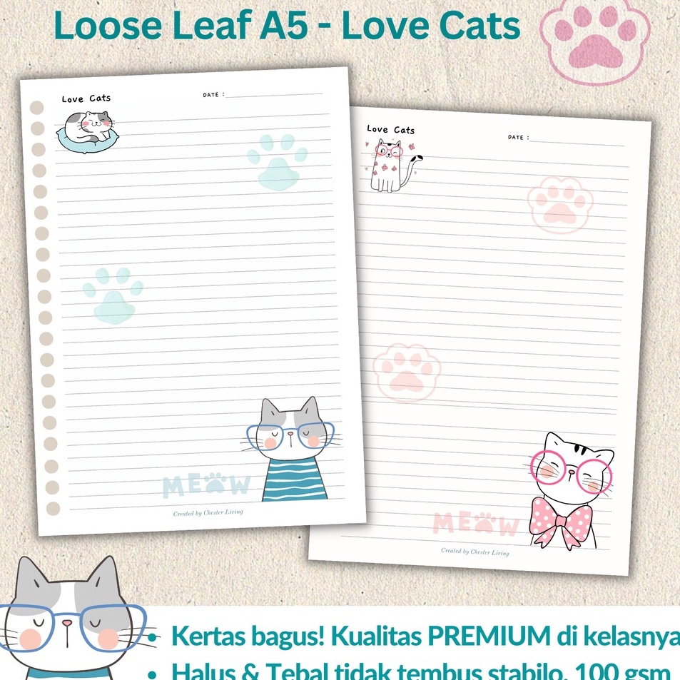 

Baru Laris Loose leaf Isi Kertas File binder A5 Tebal Cute Cats Refill Map Binder Kucing Lucu Line Grid Dotted Blank Garis Kotak Titik Polos Color Warna Lucu CHESTER LIVING