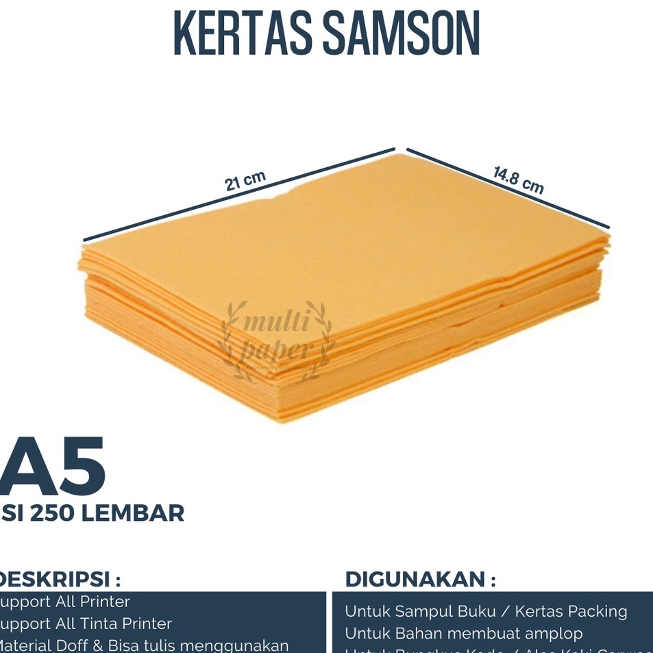 

Harga Terjamin Kertas Samson A5 isi 25 lembar Kertas A5 Coklat Kertas Coklat A5