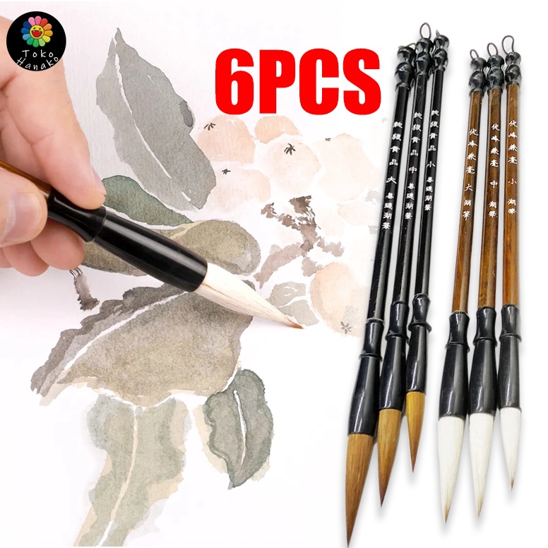 

KODE V3B6 6 PCS Kuas Tulis Kaligrafi China Maobit Cina BuluKuas Kaligrafi Cina