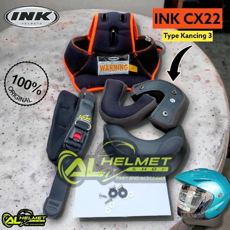 Busa ORI deluxe ink cx22 black/interior Daleman helm INK CX 22 original set dan tali type busa pipi 