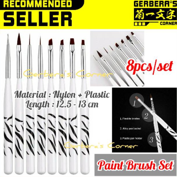 

KODE H6F2 Kuas Cat Gundam Nylon Paint Brush Set Model Kit Tools 8pcsset