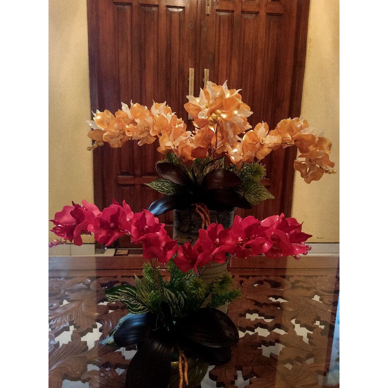 bunga akrilik anggrek manik-manik