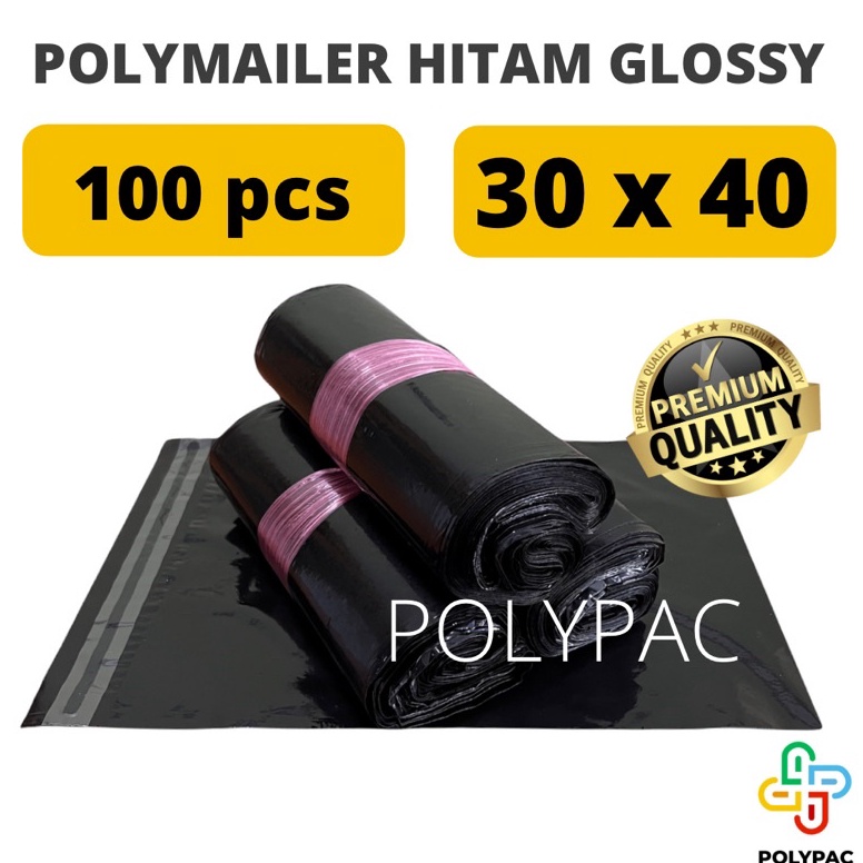 

ART Q4P Polymailer PE HITAM GLOSSY 3x4 isi 1 pcs Polymailer Hitam Premium