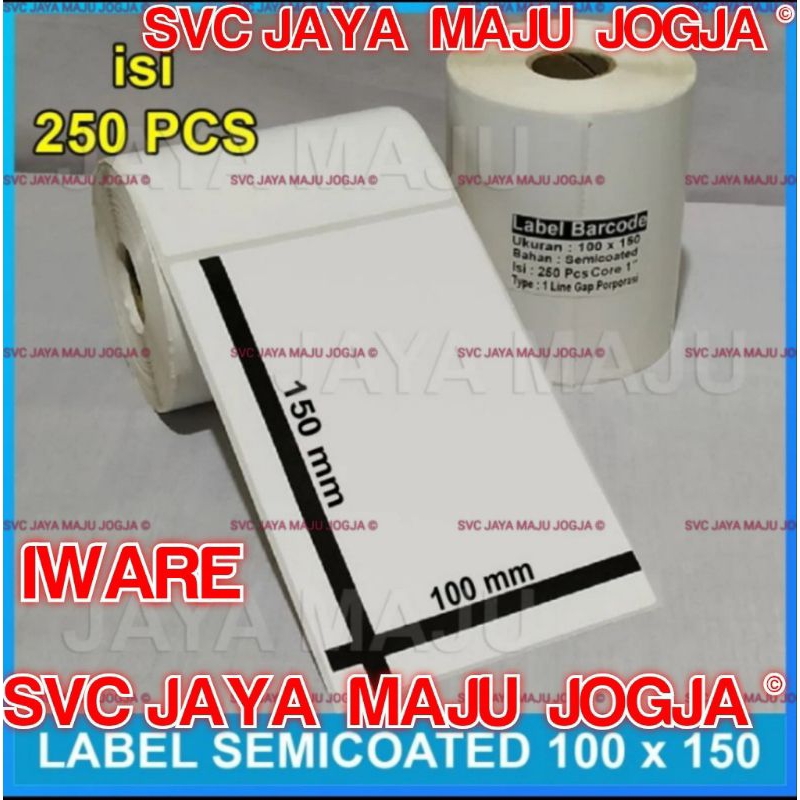 

[ IWARE ] 100 X 150 - 1 LINE SEMICOATED - FACE OUT - ISI 250 PCS || CORE 1" || LABEL BARCODE THERMAL TRANSFER PAKAI RIBBON - KERTAS STICKER RESI A6 || 100X150 - IWARE - PB420T PB420 T PB 420T PB 420 T PB830L PB830 L PB 830L