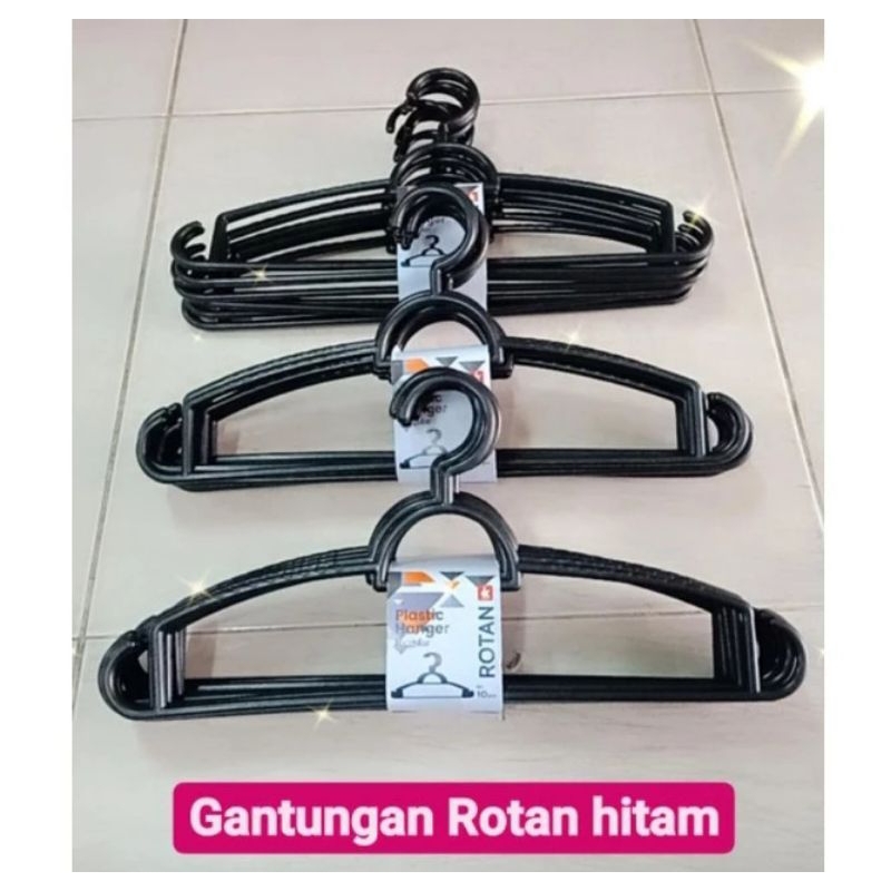 hanger baju hitam segitiga hanger plastik hitam isi 10 pcs/gantungan baju plastik