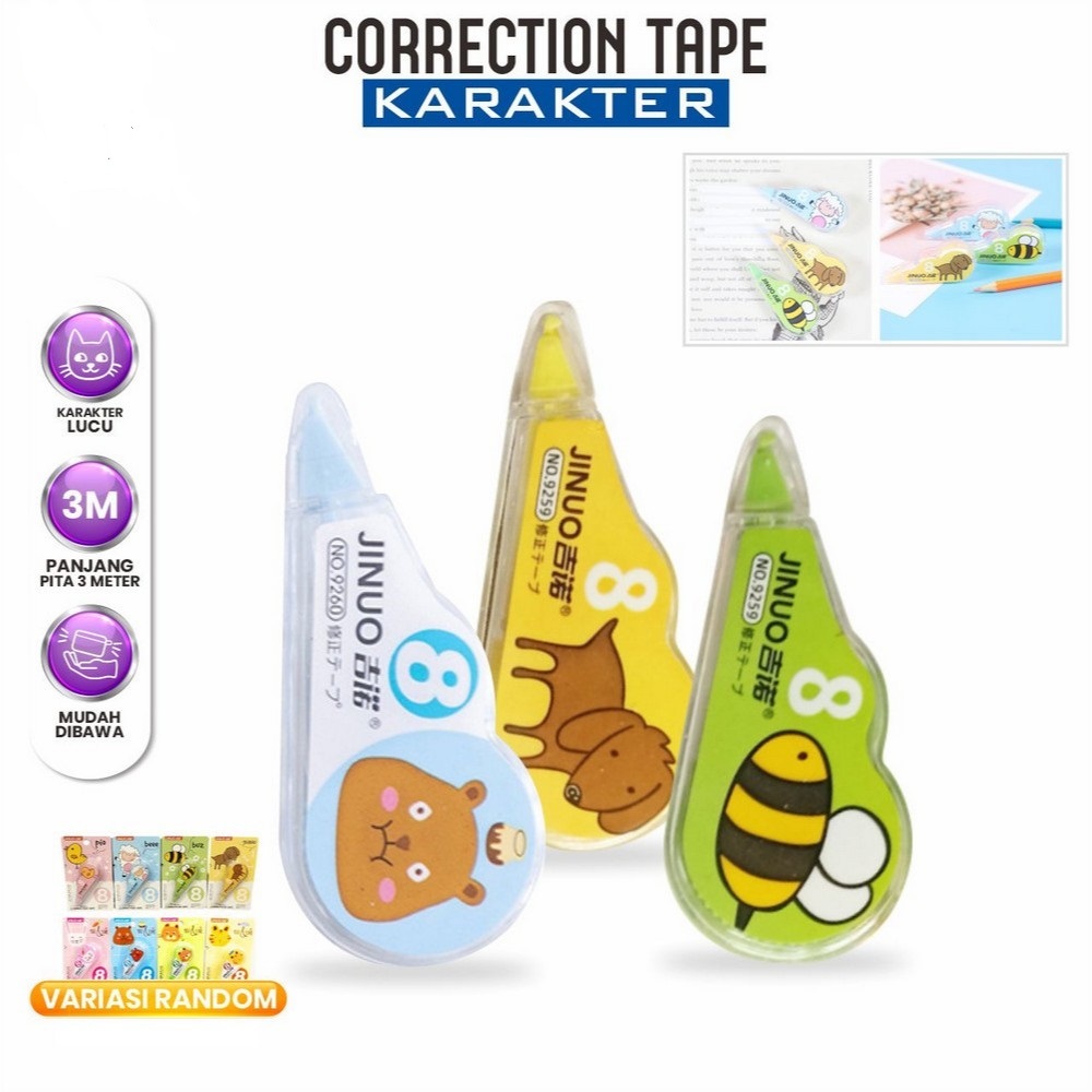 

Tipex Roll Pita Koreksi Serbaguna Tipex Kertas Perlengkapan Sekolah Karakter Hewan Lucu