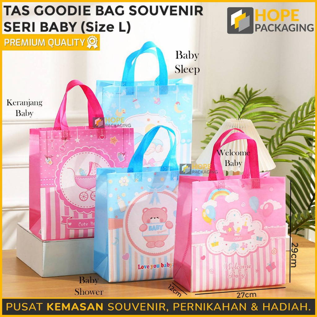 

Tas Souvenir Goodie Bag Baby New Born Size : L 29x 27x11 cm / Tas Gift / Goodie Bag Hadiah Bayi Lahiran / Souvenir Hampers Aqiqah