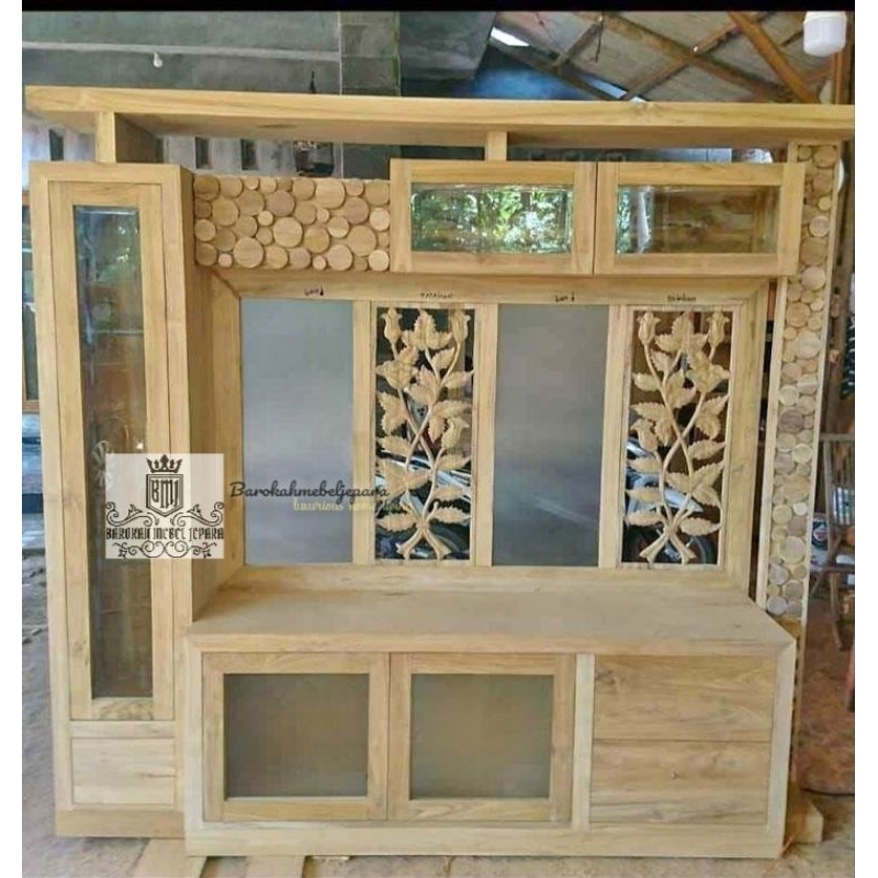 Partisi Jati Grade A mentahan , Buffet TV partisi kayu jati