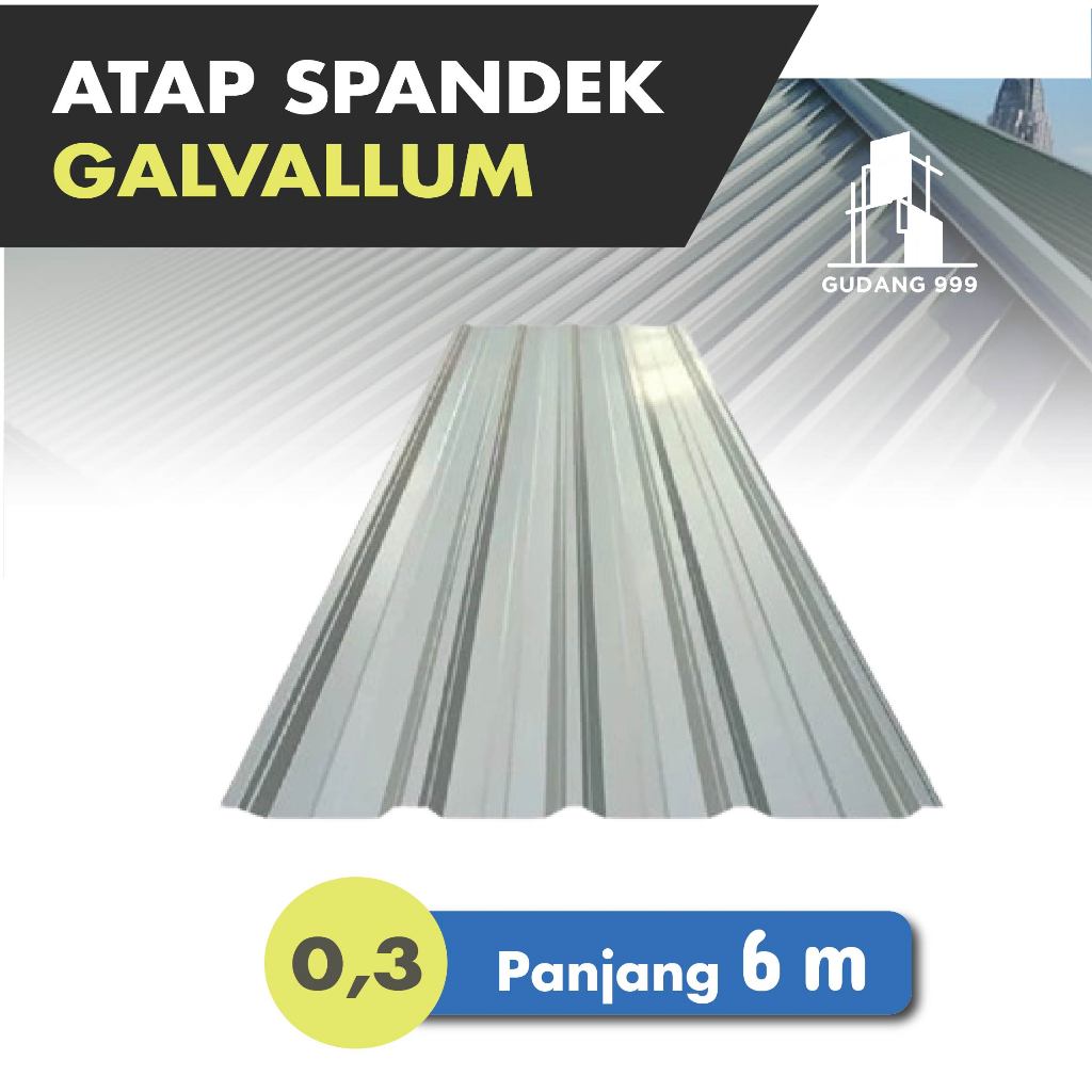 Spandek 0,3 mm Real x 6 m / Spandeck Galvalum / Atap Spandek