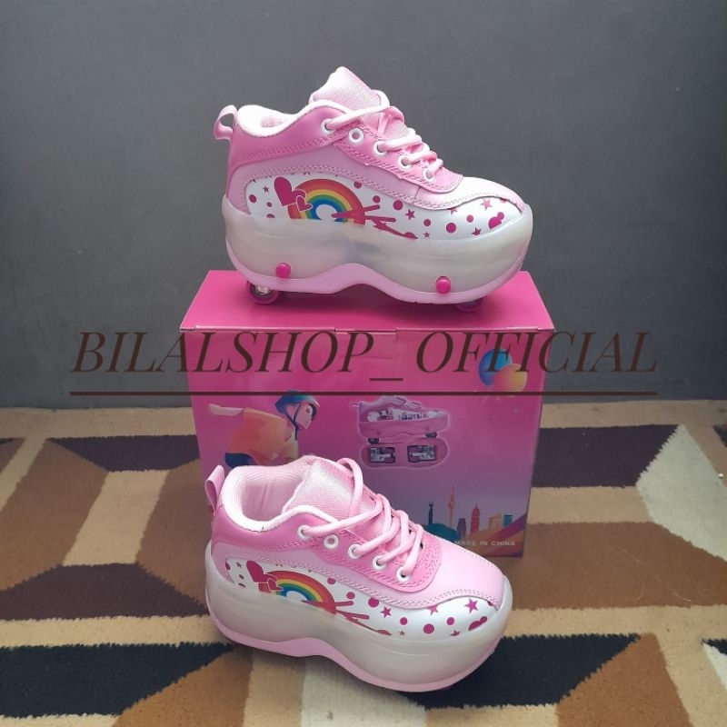 SEPATU RODA ANAK KARAKTER RODA 4 MODEL MOBIL PEMULA FULL MENYALA / SEPATU RODA ANAK KARAKTER 2 IN 1 