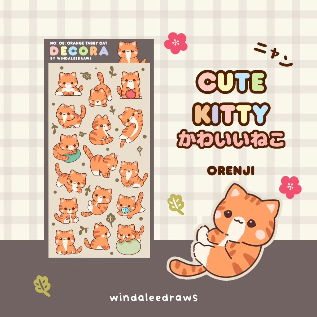 

Cute Kitty Kawaii Neko Decora Series | WindaLeeDraws Deco Planner Holographic Waterproof Sticker