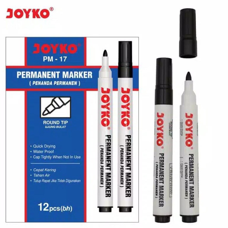 

KODE S4D5 Spidol Marker Permanen JOYKO PM17 12pc