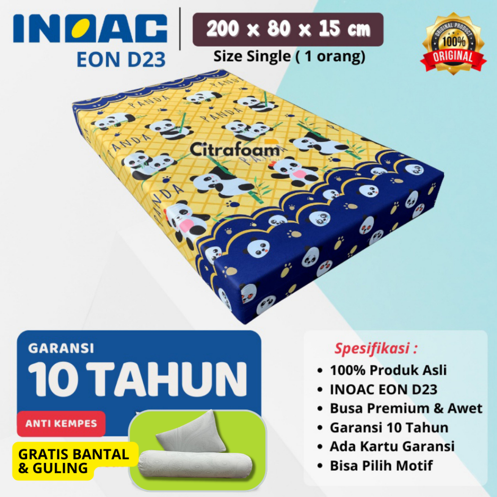 Kasur Busa INOAC EON 200x80x15 cm Size Single Density 23 Garansi 10 Tahun Kasur Inoac Ukuran 80x200x