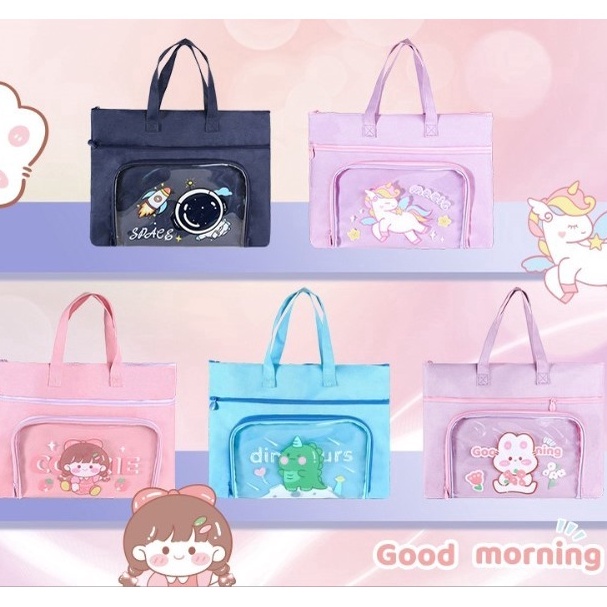 

KODE X8I4 LOGU Map organizer 2 slot Map filebuku tas les dgn ruang transparan