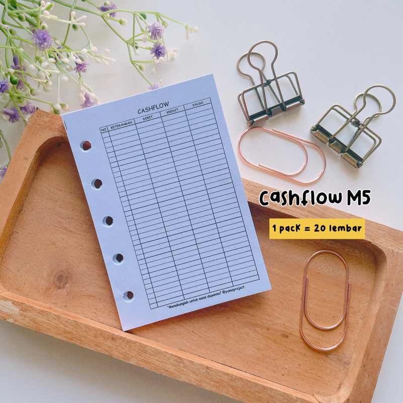 

cashflow catatan cash envelope untuk binder M5 atau binder 5 ring lubang
