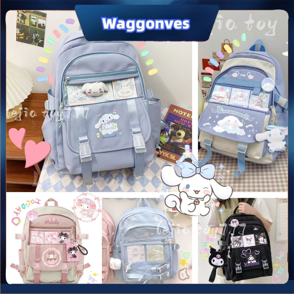[Widget Gratis]Tas Sekolah Cinnamoroll Besar/Tas kuromi/Tas ransel anak /tas cinnamoroll/tas sekolah