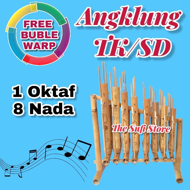 KODE W48A Angklung Set 1 Oktaf 8 Nada Mini berkualitasAlat Musik Tradisional Untuk anak usia TKSD