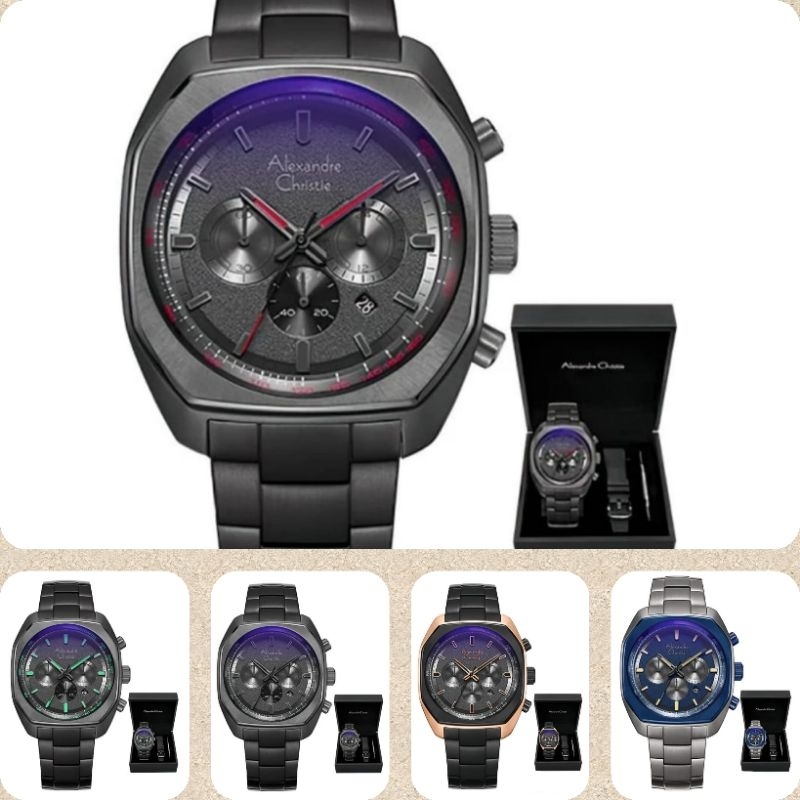 Jam Tangan Pria Alexandre Christie 6666 (FREE TALI KARET) AC6666 AC 6666 Tali Besi / Stainless steel