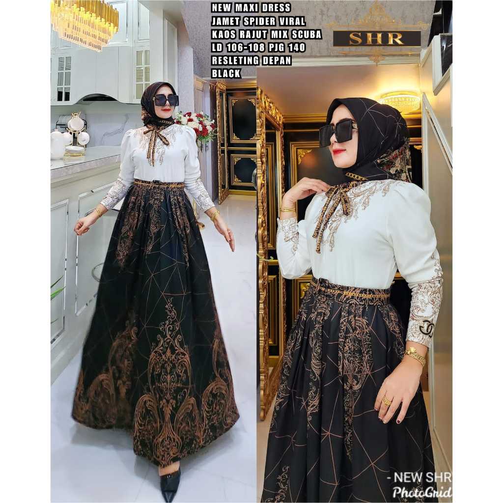 New Arrival Pakaian Muslim Wanita / Baju Gamis Jamet Spider laba-laba 100% ORI SHR / Baju Gamis Wani