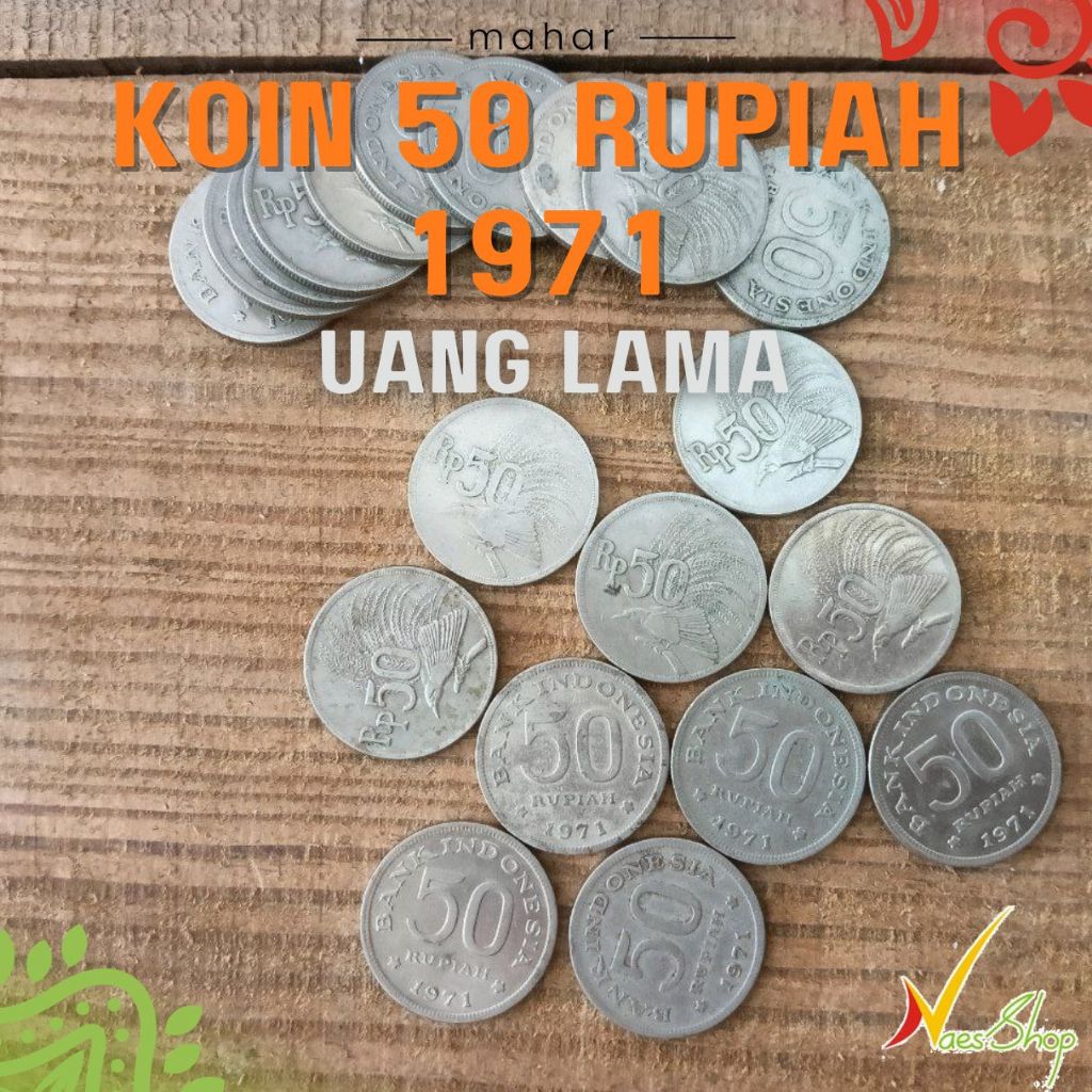 Uang kuno 50 rupiah 1971 10 keping / Mahar / Cendrawasih / Circulated