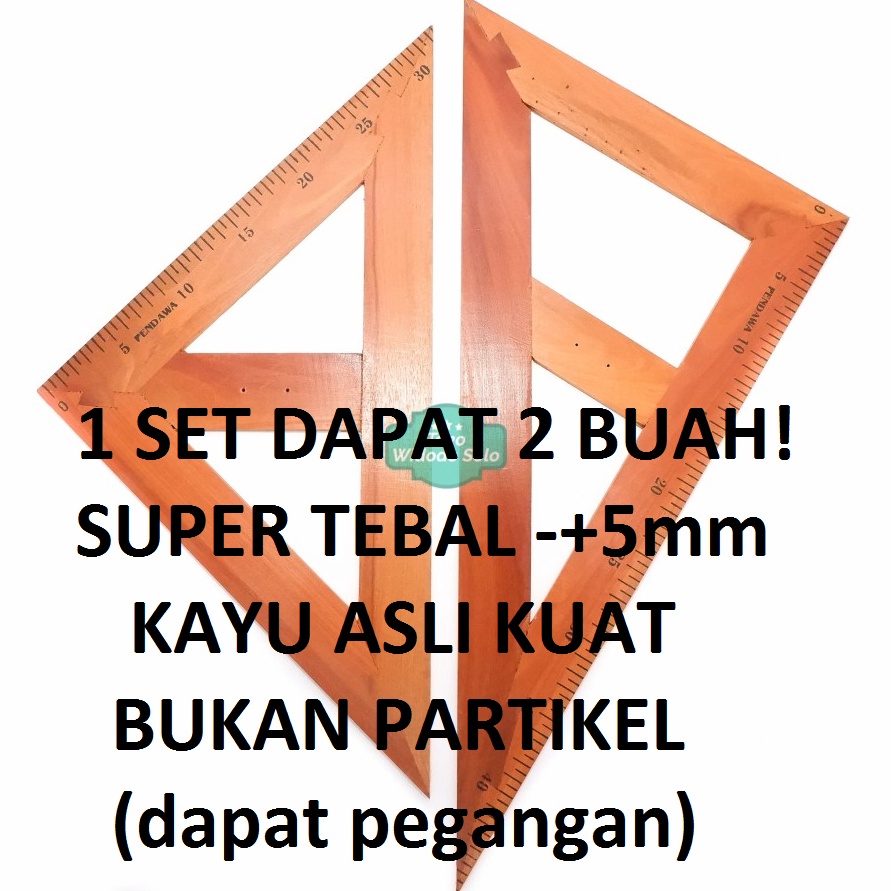 

ART Q27E Penggaris Kayu Segitiga Set Pendawa 46cm Triangle Ruler Set 1 Set 2 Buah