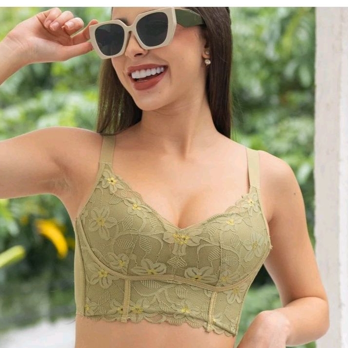 FIORI Bra ROSARIA Green | Bra Busa Push Up Tanpa Kawat Kait 5