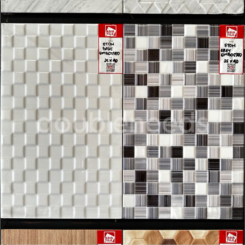 KERAMIK DINDING ETON 25x40 / KERAMIK DINDING MOTIF KOTAK KOTAK / KERAMIK DINDING ASIA TILE 25x40