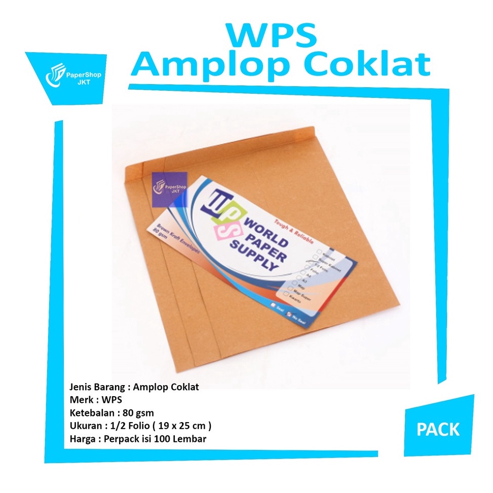

ART D57H WPS Amplop Coklat Ukuran 12 Folio Non Seal Pack