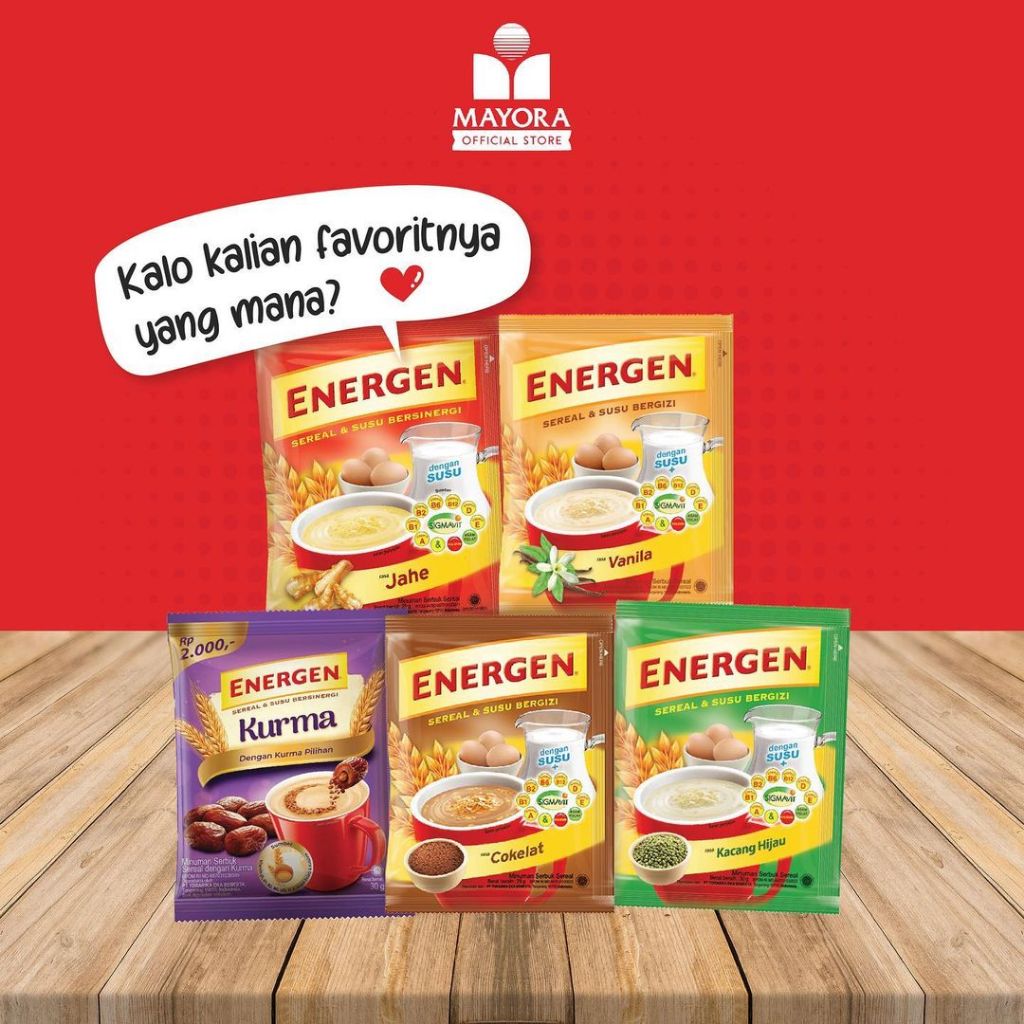 

Energen Susu Sereal Renceng Isi 10 Sachet x 34gr | Energen Rasa Vanila Coklat Kacang Hijau Jahe
