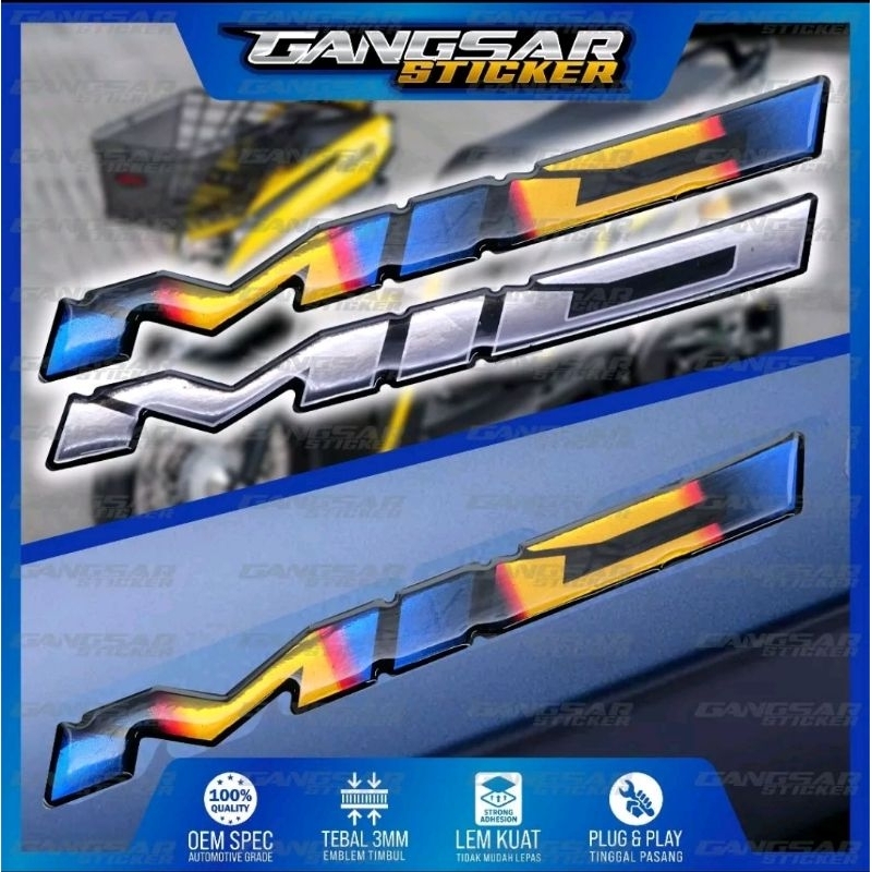 emblem timbul yamaha mio / emblem timbul mio m3 / emblem mio sporty / emblem titanium yamaha mio
