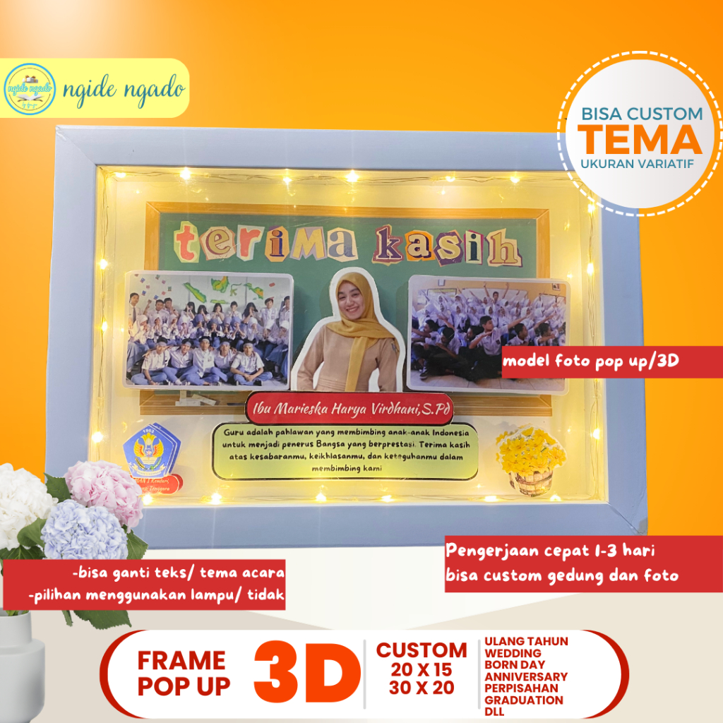 Frame KADO GURU I Scrapbook guru I Bingkai Perpisahan I Kenaikan Kelas 3D POP UP