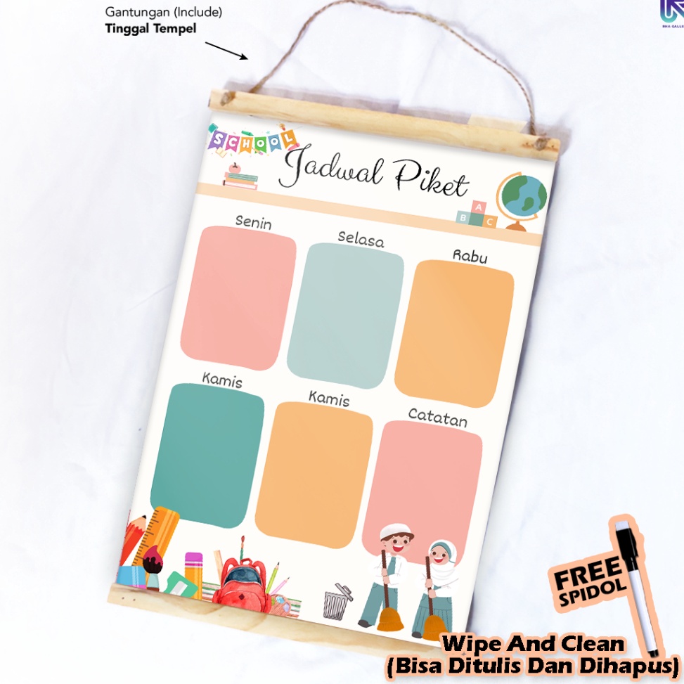 

ART F92Z RHA GALLERY Planner Sekolah Jadwal Piket Kelas Siswa Potrait Wipe And Clean List Jadwal Tulis 32x48 CM